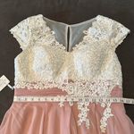 Women’s Ivory Lace Top Pink Chiffon V Photo 7