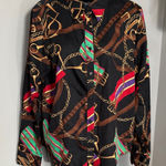 Ralph Lauren Lauren Large Equestrian Bridle Tack Black Button Up Dress Shirt Photo 0