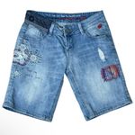 Desigual  Blue Embroidered Jean Shorts Photo 0