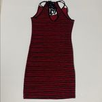 Red and Black Stretchy Striped Halter Light Mini Dress Women’s Large Photo 8