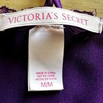 Victoria's Secret  Sleep Robe Tie Waist Faux Feather Hem Silky Purple Medium Photo 2
