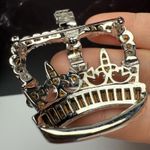 Rhinestone Regal Royal Crown Silver Tone Brooch Pin Photo 8