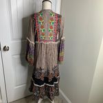Anthropologie  Raga Boho Embroidered Maxi Dress Peasant Floral Tassel Cottagecore Photo 4