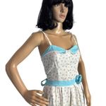 Vintage 60's spring meadow dress in white & blue froral circular XS Photo 4