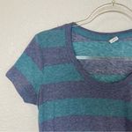 Kirra  Wide Striped Blue Scoopneck Tee - Vintage Feel - Size L Photo 2