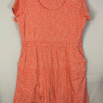 LL Bean Coral White Abstract Print Short Sleeve Knit Dress Women XL REG Orange Photo 0