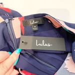 Lulus  Artistic Impulse Abstract Print 2-Piece Crop Top & Mini Skirt Navy Blue M Photo 2