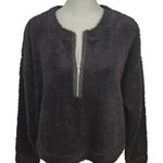 Abound  Black Faux Fur Pullover NWT Size Medium Black Fleece Half-Zip Pullover Photo 0