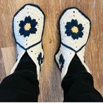 Handmade Crochet women’s Booties - Blue and White Photo 3