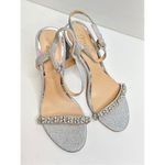 Badgley Mischka  Sandals Womens Size 8.5 Silver Block Heel Open Toe‎ Embellished Photo 4