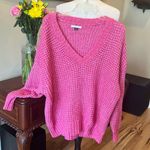 American Eagle Oversized V Neck Pink Sweater Photo 0