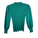 Adrianna Papell Green Cable Knit Lightweight Crew Neck Sweater Button Detail M Photo 1