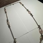 Talbots  Pink Stone Leaf Charms Gold Tone Station Necklace Signed Photo 7