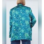 ZARA  Floral Satin Blazer Jacket Women Small Blue Paisley Eclectic Art To Wear Photo 8