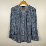 Talbots  Womens Multicolor Semi Sheer Long Sleeve Blouse Sz LP‎ | Colorful Office Photo 2