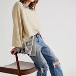Free People Found My Friend Pullover Cream Textured Crewneck Sweatshirt Size XS Photo 1