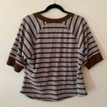 Maeve  Purple Brown Stripe Ribbed Short Sleeve Henley Shirt Preppy Sparkle 2X Photo 6