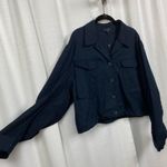 Rag and Bone Navy Blue Linen Blend Piper Cropped Jacket Sz.XL NWT Photo 7