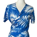 Favant Hawaii Pant Set Wrap Top Wide Leg Pants Blue Tropical Women’s Size Large Photo 6