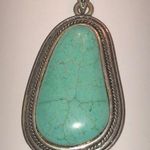 Silver Tone Faux Turquoise Semi Precious Stone Pendant Photo 0