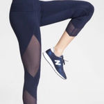 Athleta  | Aura Sonar Mesh Side Cropped Capri Leggings in Navy Photo 0
