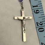 Blue Beaded Rosary Necklace Crucifix and Mary Centerpiece Christian Catholic Photo 9