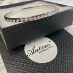 Antian Accessories™ Stainless Steel Silver Plated Zirconia Bangle Bracelet Photo 3
