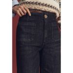 Maeve Anthropologie The Colette Full-Length High-Rise Wide-Leg Jeans Sz 33T Noir Photo 2