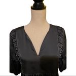 Pink Twill Women’s Babydoll Blouse Charcoal Gray Satin Feel Size M Short Sleeve Size M Photo 1