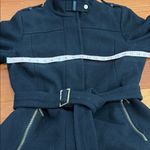 Cole Haan Black Wool Leather Trim Trench tailored fit Coat size 12 Photo 10