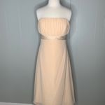 Alfred Angelo Champagne Chiffon Overlay Formal Prom Hi/Lo Strapless Dress M Photo 8
