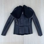Mauritius Alexia Faux leather shearling biker jacket with zipper detail hood S Photo 6