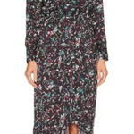 Isabel Marant Isabel Marant Etoile Okleya Gathered Jacquard Dress Black Floral Midi NWT 10 Photo 0