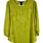 Investments  Women’s Textured Green Leaf Blouse Medium Photo 0