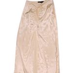 ZARA Satin Mid Rise Ruched Detailing High Slit Straight Midi Skirt Ivory S Photo 0