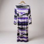 Silk Maison Maxi Dress Medium Purple Black Abstract Print Long Sleeve Cutout Purple Photo 9