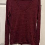 Abercrombie & Fitch Women’s Burgundy Long Sleeve V- Neck T Shirt Size Large Photo 0
