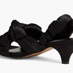 Ganni Knotted Satin Slingback Sandals Kitten Heels Open Toe Puffy Black Size 6 Photo 2
