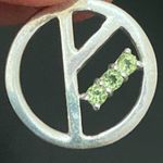 Vintage Sterling Silver 925 Inverted Peace Sign Peridot Birthstone Pendant 3g Photo 8