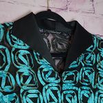 SAMUEL DONG BLACK TEAL ROSETTE FLORAL SHEER DRESS JACKET MEDIUM Blue Photo 2