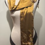 Embellished Gold Scarf with Beaded Fringe Photo 2