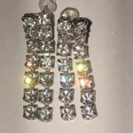 Elegant Vintage Silver Tone Rhinestone Crystal Drop Earrings Photo 1