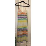 ZARA  Knit Crochet Striped Coverup Dress Beach Summer Boho‎ Festival Maxi L Photo 1