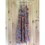 Lulus NWT  Danelle Taupe Floral Halter A-Line Midi Dress Wedding Bridesmaid Sz L Photo 1