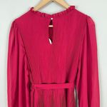 Anrabees Midi Dress XL Maroon Pleated Long Puff Sleeve Ruffle A Photo 10