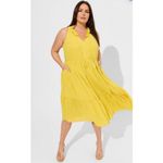 Torrid Womens Sleeveless Midi Wash Gauze Tiered Tassel Dress in Sulphur - Sz 3 Photo 1