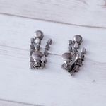 Vintage Screw On Earrings Light Blue Gems Three Row Dangle Photo 4