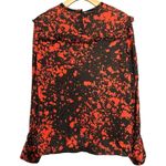 Isabel Marant  Women’s 38 M Black Red Stretch Silk Leather Trim Long Sleeve Top Photo 6
