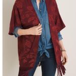 Chico's Chenille Floral Jacquard Fringe Ruana Wrap Kimono Soft Cozy Boho Sz L/XL Photo 0
