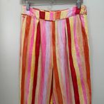 Farm Rio  Sunny Stripe Linen Pants High Rise Multi Size M Photo 4